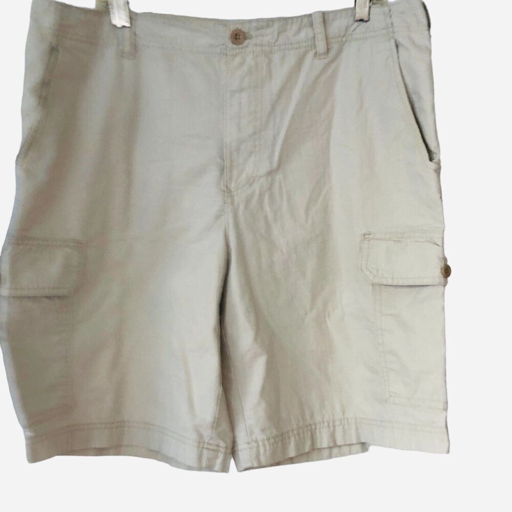 Izod Men 38 Tan Classic Cotton Cargo 6 Pocket Outdoor Walking Shorts